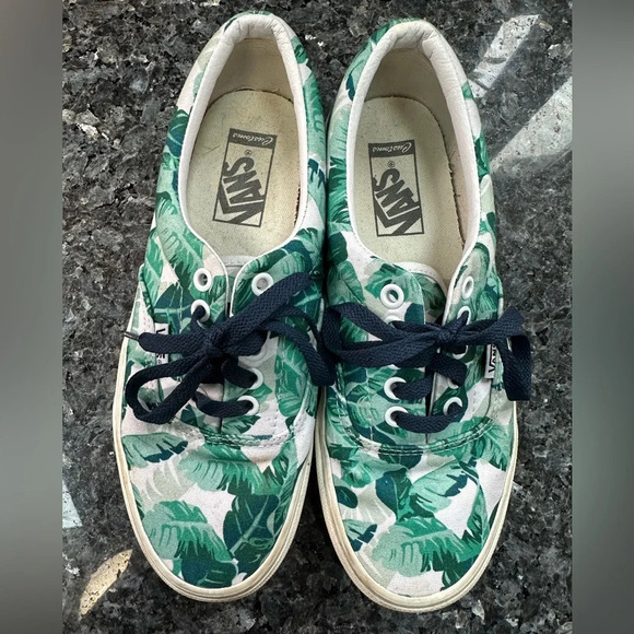 Vans Leaf Me Alone Palm Leaf Print Lace Up Low Profile Sneakers Women’s 8 Shoes - Picture 11 of 11